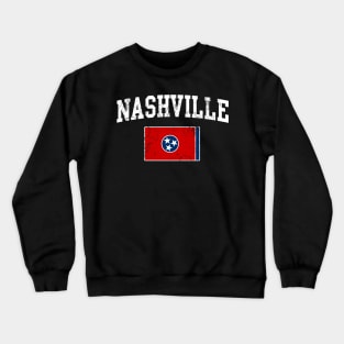 Nashville Tennessee Flag Vintage Distressed Crewneck Sweatshirt